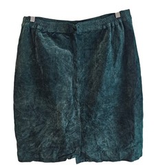 Vintage Gitano Leather Skirt Womens 2X Green Pencil Retro Glam Rock Retro 90s