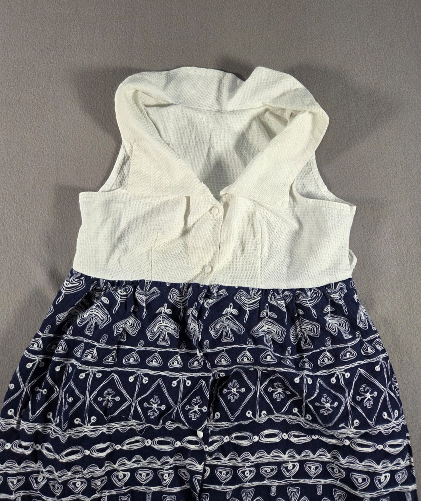 Vintage Beeline Fashions Dress Womens Large Blue Maxi Sleeveless Mod Day House