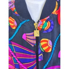Vintage Petite Sophisticate Silk Jewel Tone 80’s Bomber Jacket Statement Print S