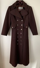 Vintage Womens Wool Double Breasted Long Coat No Size Tag Wine EUC Steam Punk