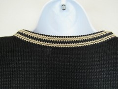 VTG 1960s 70s JAMES KENROB BY DALTON BLACK KNIT SWEATER BLACK TAN TRIM