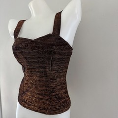 vtg 90s FORMULA X Brown Bronze Copper METALLIC Tank Top Club Delias S USA Y2K