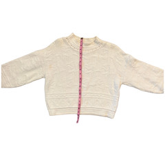 Vintage Cropped Sweater Pullover Chunky Knit Cream Textured Moulin Rouge