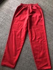 Vintage PEP Pandora USA Red Pants Womens 9/10 Elastic Waist Draw Pull On 24×28