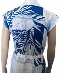 VTG Andrade Hawaiian Blue Floral Leaf Dress Tropical Resort Wear Sz 6 Honolulu