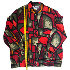 Retro 80s Top Vintage Boho Colorblock Geometric Print Blouse Sz 18 Made in USA