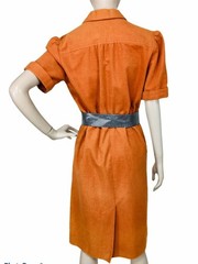 Vintage 60s MCM MOD Boho Western Cowgirl Orange Faux Suede Sheath Dress Size M/L