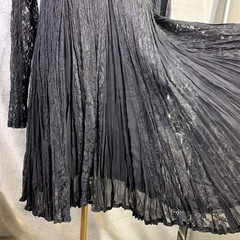 VTG Nostalgia Lace Dress Blk Crinkle Crochet Whimsigoth Fairy Witchy Flowy Sz M