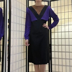 Vintage 80s Oleg Cassini Boutique Empire Waist 100% Silk Dress, Size 6