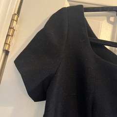 VTG 1950-60s Abe Schrader Black Empire Waist ALine Dress S/M see measurements