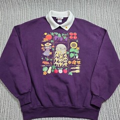 Vtg CRACKER BARREL JERZEES Collared Sweatshirt “Harvest Moon” – XL Plum – Granny