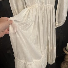 Antique Edwardian White Cotton Lace Victorian Lawn Dress XS
