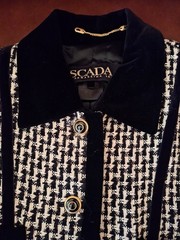 ESCADA by Margaretha Ley Houndstooth Blazer Jacket Tweed Velvet Size 40