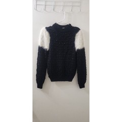 Lillie Rubin Vintage Hand Knit Beaded Angora Wool Sweater Black White Small