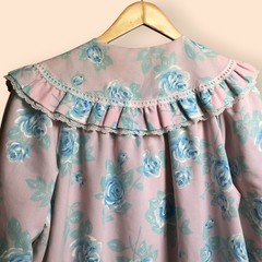 Vintage Apostrophe Sears Union Made Floral Ribbon House Coat Robe Duster M 12-14