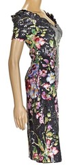 1980s 90s Vintage Expo Dress Black Floral Wet Look Sequin Party Evening Prom 4
