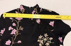 VINTAGE David Warren Cheongsam Style Black Floral Chiffon Dress Maxi Size: M