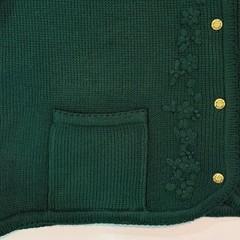 VTG Crystal Kobe Cardigan Sweater Women XL Green Embroidered Floral Gold Button