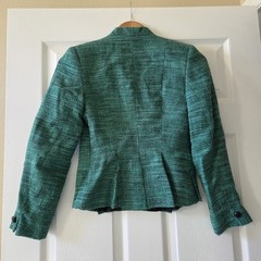 Vintage 80s green 2-piece blazer and skirt set Michelle Stuart Size 2 Petite
