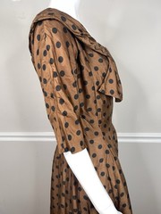 Vintage 1950’s Gigi Young NY brown Silk dots Dress 36” bust 26” waist
