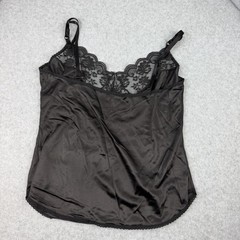 Vintage Maidenform Chantilly Size 34 Antron III Nylon Lace Cami Top Black