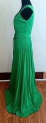 1970s Alfred Shaheen Cleopatra Dress Green Art Deco Revival Pleated Gown VTG 8