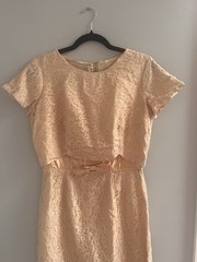 Vintage 1950s Toni Todd Peach Lace Dress 1960s Dress