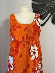 Vintage 60s Made in Hawaii Mu’u Mu’u Day Glo Orange Deadstock