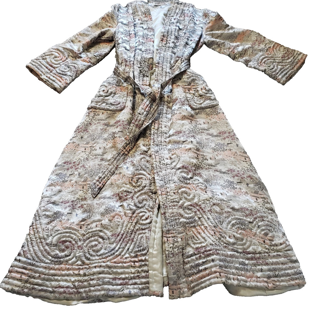 40s 50s Long Silk Robe Dressing Gown Womans Mid Century Modern Movie TV Prop