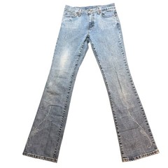 Women’s Light Wash Bootcut Jeans Mid Rise Distressed Denim Blue 30×33