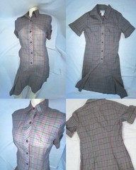 VTG 60S 70S WOMENS SMALL STRIPED UNIFORM BUTTON FRONT ROCKABILLY SCOOTER DRESS
