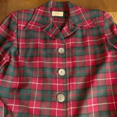 Wms Vintage Pendleton 49er Wool Jacket M Red Green Plaid Tartan Shacket Blazer