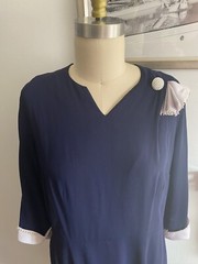 Vintage Herbert Levy Dress Navy Rhinestone Buttons Trim Union Label Size 10/12