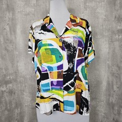 Vintage Jams World Womens XXL Monaco Colorful Abstract Beach Hawaiian S/S