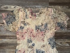 vtg 90s Nostalgia rayon lined dress floral lace panels Boho cottage core S