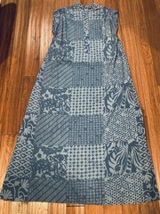 Vntg 1990s Hawaiian muumuu maxi dress peasant dress blue patchwork print XL B 48