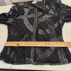 Stenay Beaded Sequin Silk Top Cardigan Sz L VTG 80s 90s Cocktail Jacket Formal