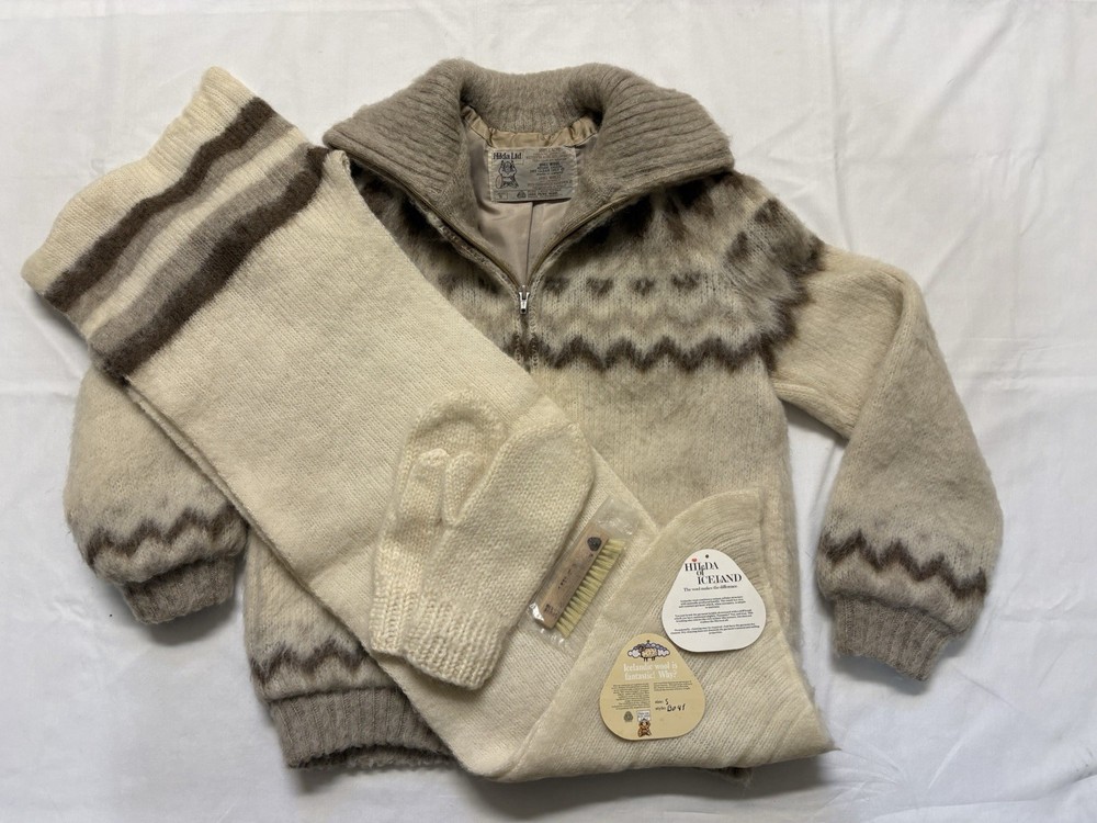 Vintage Hilda Ltd. Icelandic Wool Collection (Jacket, Hooded Scarf, Mittens)