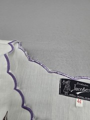 Vintage Mexican Embroidered Tunic Top Blouse Size 44 White W/ Flowers Jacobo