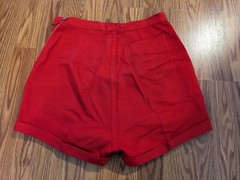True vintage 70s 80s high rise red side ATLAS zip shorts flat front womens cuff