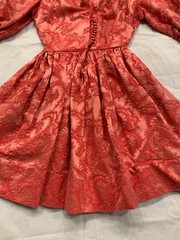 Vintage 1980s Pink Brocade Puff Short Sleeve Skater Dress Brocade Jacquard XS