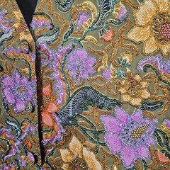 Boho Cottagecore Vtg 90s Floral Beaded Vest S Waistcoat Art To Wear Psychedelic