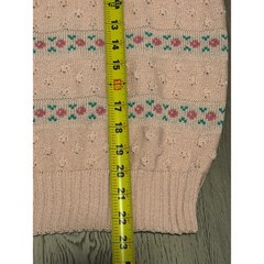 Billie Jo Vtg Pink Floral Knit Sweater Short Sleeve Pointelle Grannycore US Made