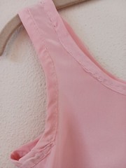 Vintage Handmade Peach Nylon Full Slip Nightie 32″ w White Lace Trim at Hem