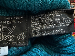 80’s PATTY WOODARD Turtle Cowel Neck Sweater Turquoise Blue Wool Blend Size M