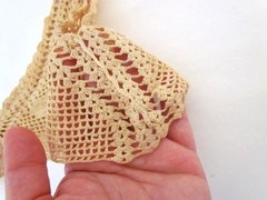 Rare Victorian Filet Crochet Bra Top Butterfly Motif