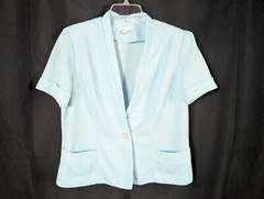 Marty Gutmacher Women’s Vtg Light Blue Single Button Short Sleeve Blazer 14.5