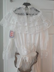 Vintage Western Collection Styles White Wedding Style Dress Petite W/ Belt NOS