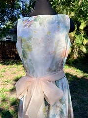 Vintage 80s Does 50s Lanz Originals Chiffon Floral Dress