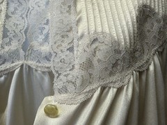 JC Penney Vintage Two-Piece Nylon Nightgown Robe Peignoir Set S / M Ivory Silky